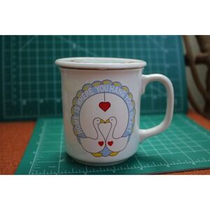 Vintage Giftco Country Geese Mug with Lid Home Is Where You Hang Your Heart